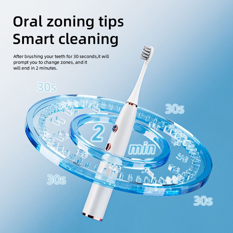 Electric Toothbrush Aiwejay U8 Sonic Smart – 9-Speed Modes, Bamboo Charcoal Bristles, IPX7 Waterproof, 2000mAh Battery, USB Charging – Black
