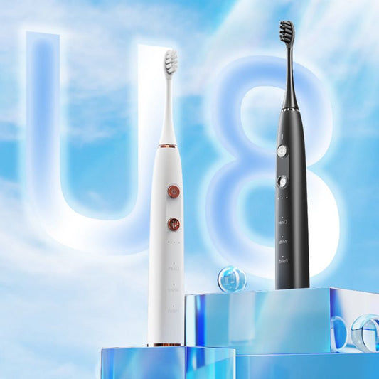 Electric Toothbrush Aiwejay U8 Sonic Smart – 9-Speed Modes, Bamboo Charcoal Bristles, IPX7 Waterproof, 2000mAh Battery, USB Charging – Black